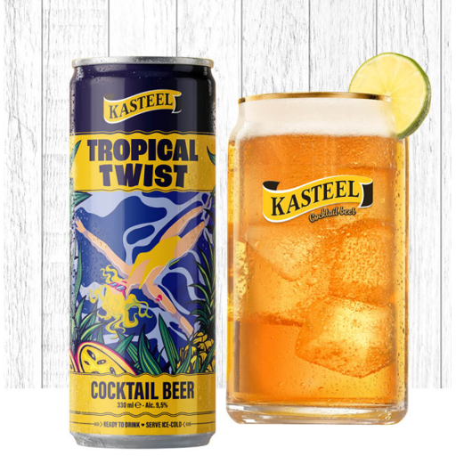 KASTEEL TROPICAL TWIST 24X33CL SLEEK CANS